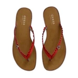 Guess by Marciano Red Leather Thong Sandals Size 7
